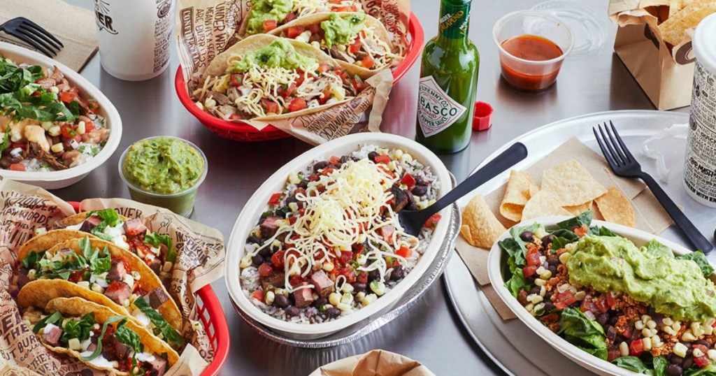 Chipotle Entrees displayed on table