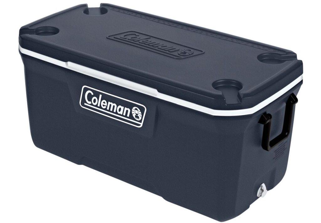 large dark blue hard cooler