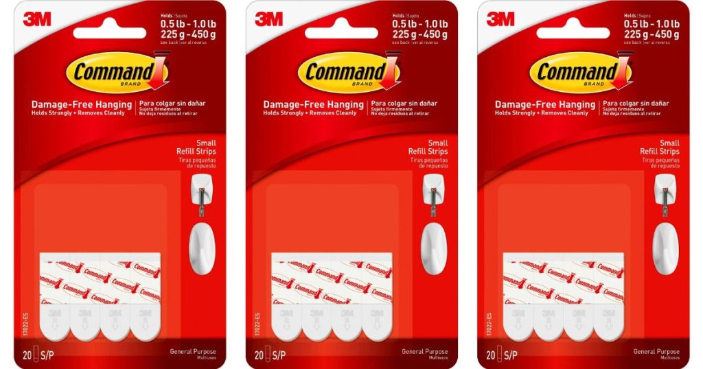 Three packages of Command Strip Refills