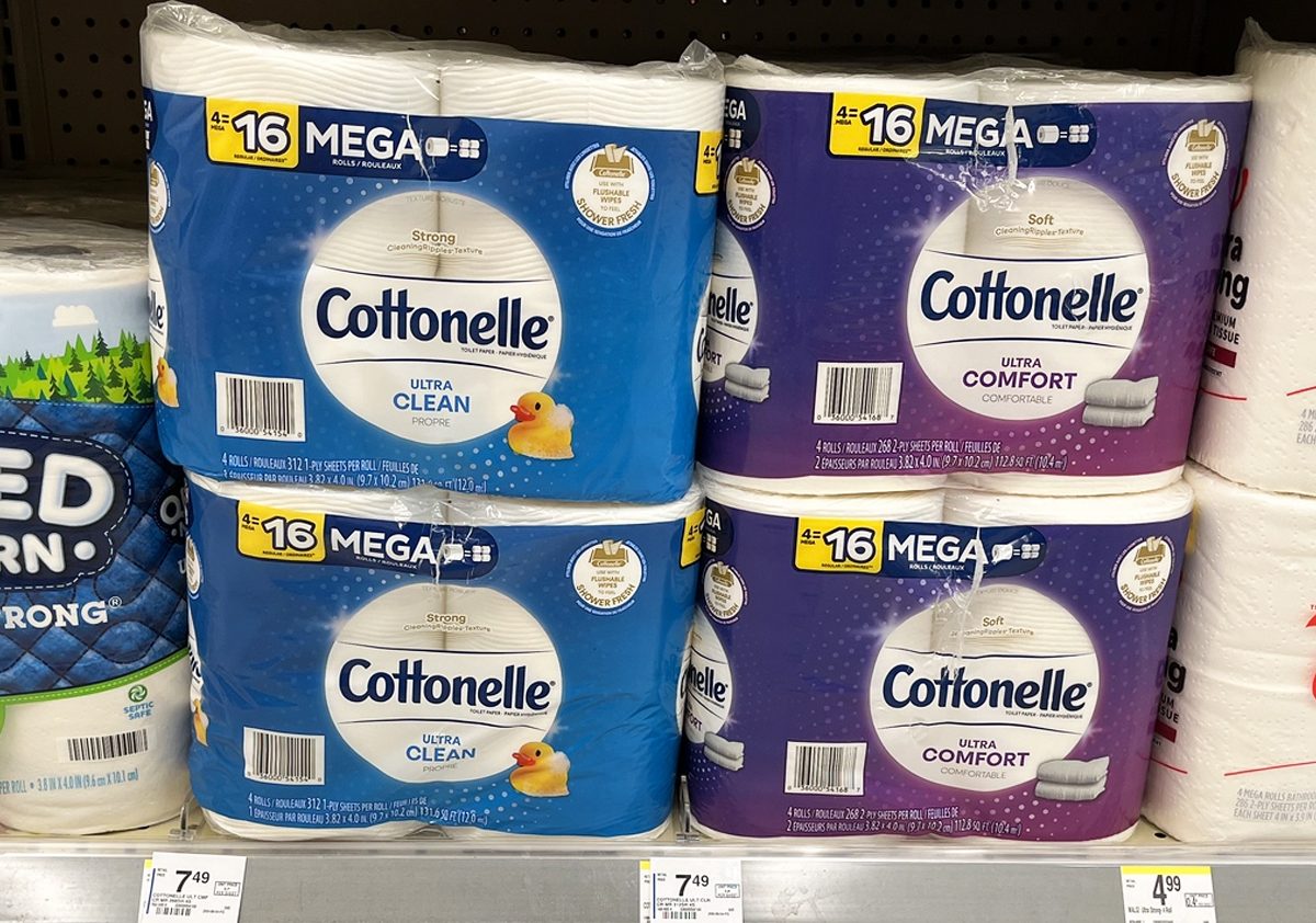 cottonelle toilet paper on shelf at store