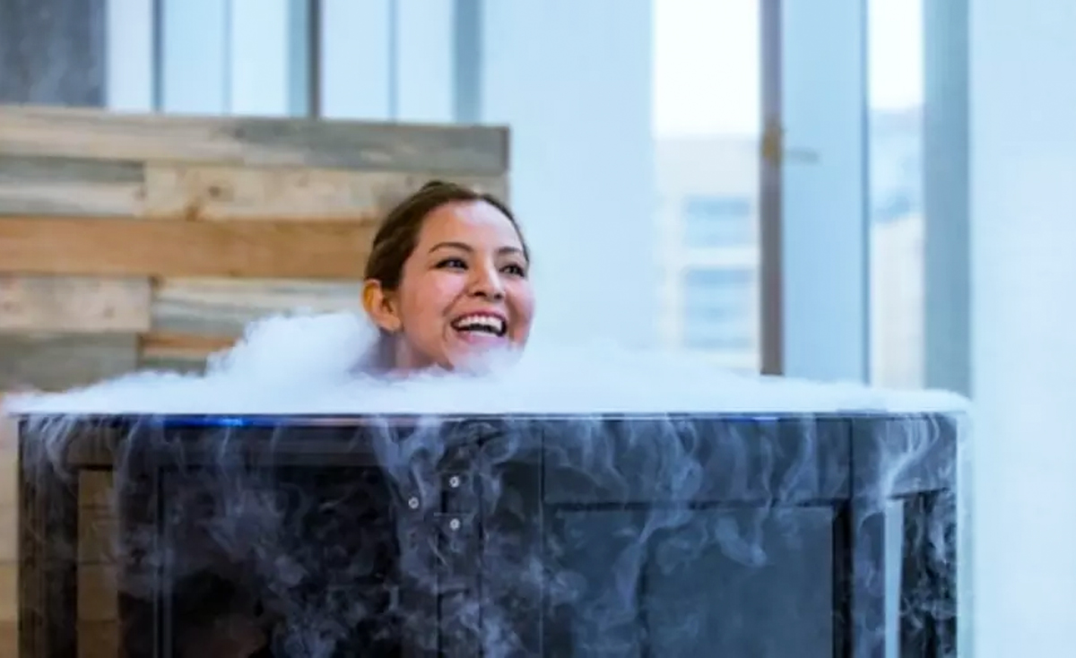 woman in Cryotherapy tub