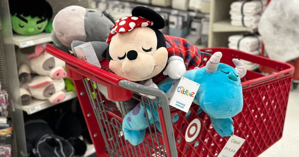Cuddleez character plush pillows in Target cart