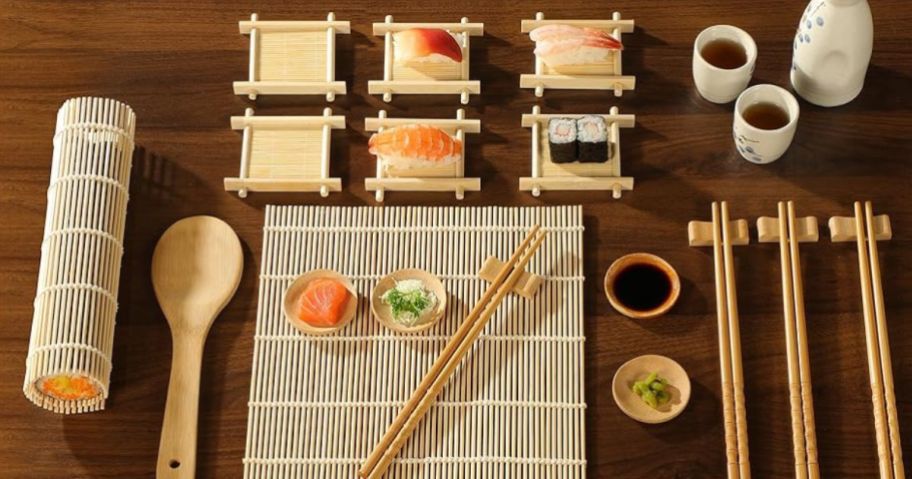 A bamboo Sushi Making Set on a table