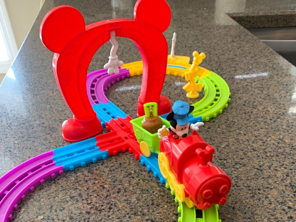 Disney Mickey’s Musical Express Train Set on counter