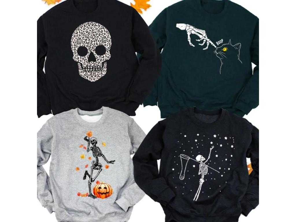 Fall Skeleton Graphic Sweatshirts