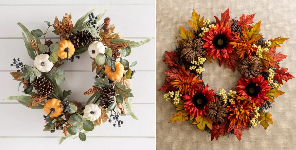 two fall wreaths
