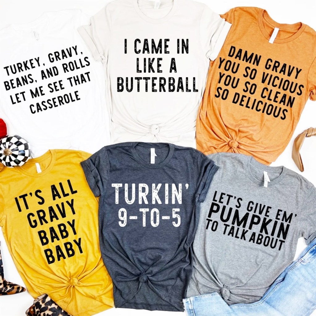 group of women's thanksgiving tees