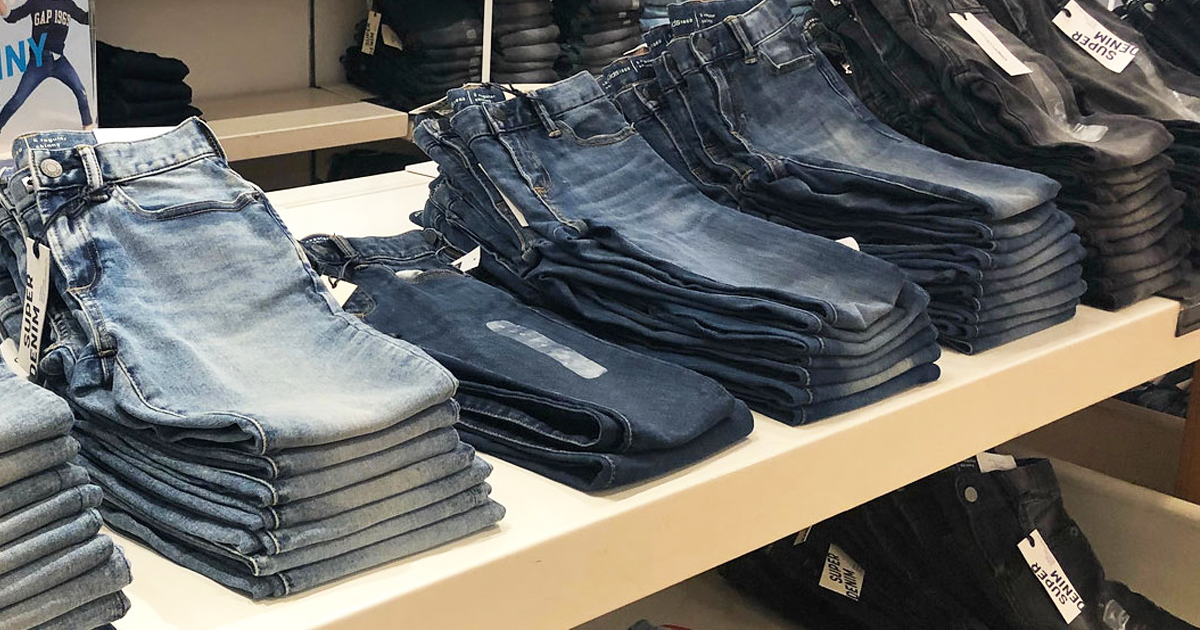 display of jeans at gap