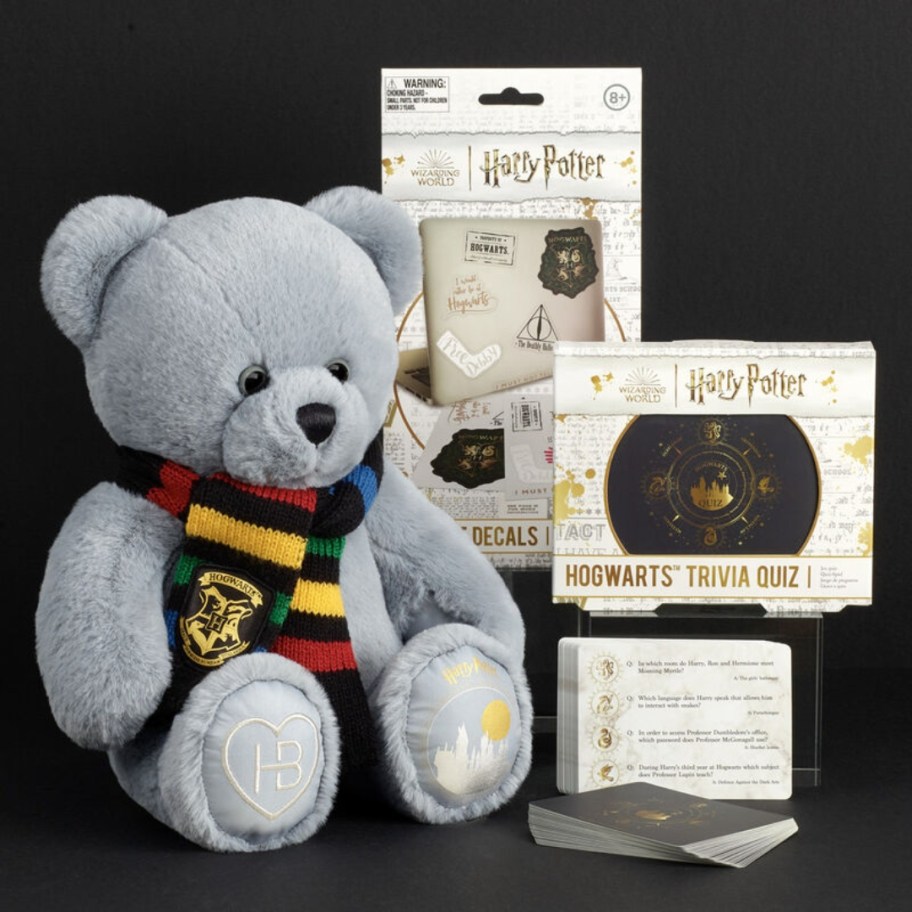 Build-A-Bear Harry Potter bear with a Hogwarts Trivia Fan Gift Box