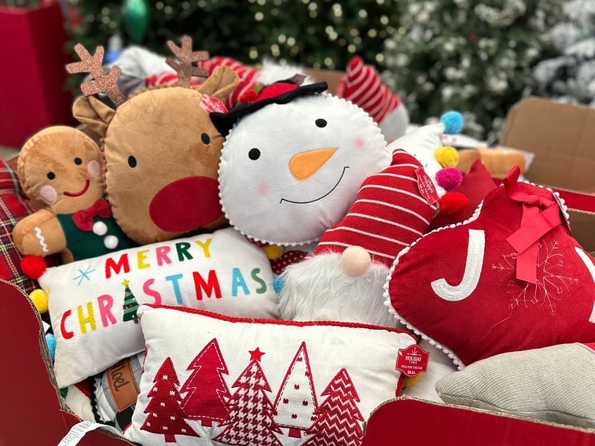 Christmas Pillows Now at Walmart for Just 8.48 Santa, Candy Cane