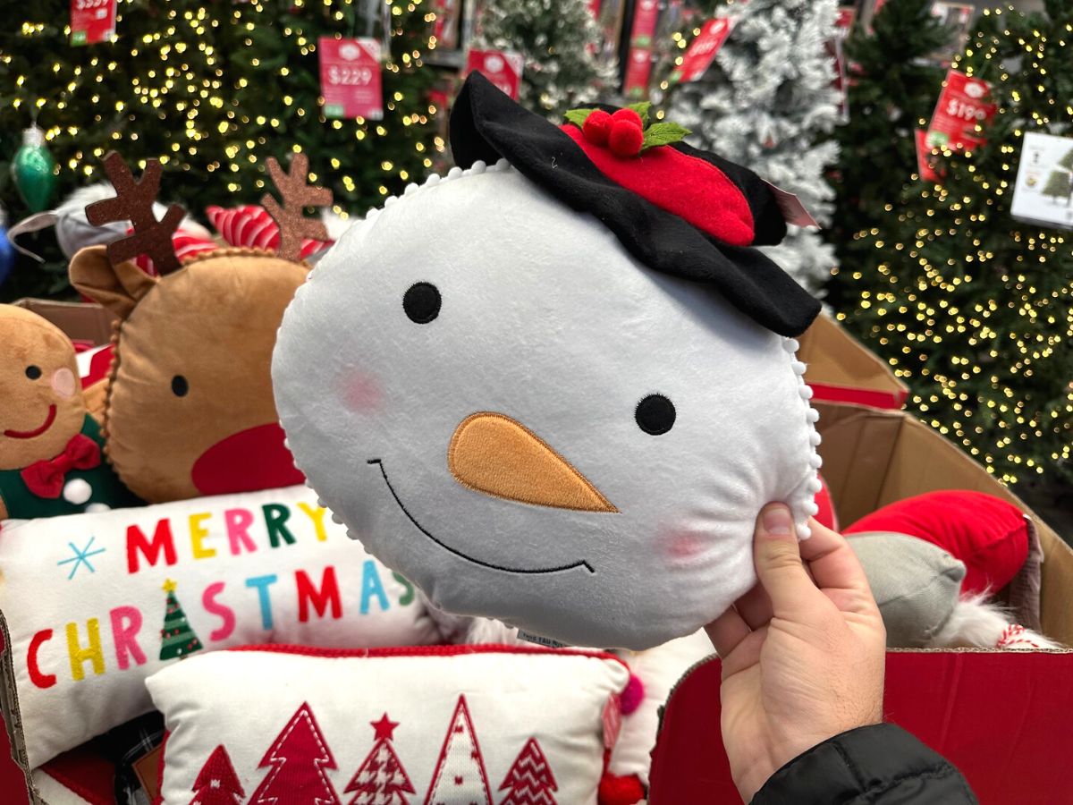 Holiday Time Snowman Pillow