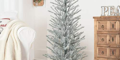 Cheap Walmart Christmas Trees | 4′ Flocked Tree in Burlap Base Only $25 + More