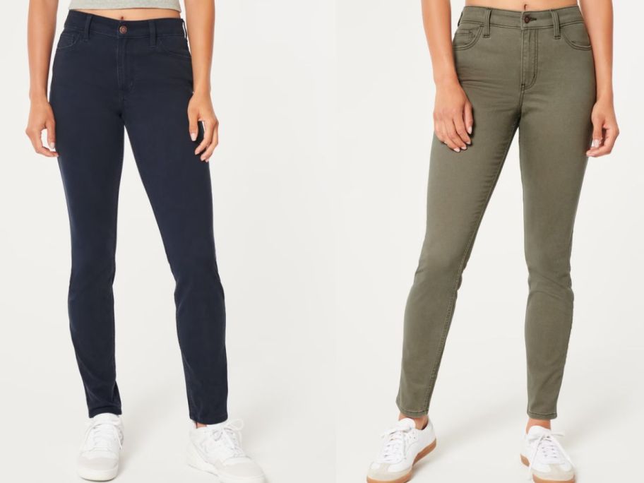 Stock images of 2 women wearing Hollister skinny jeans