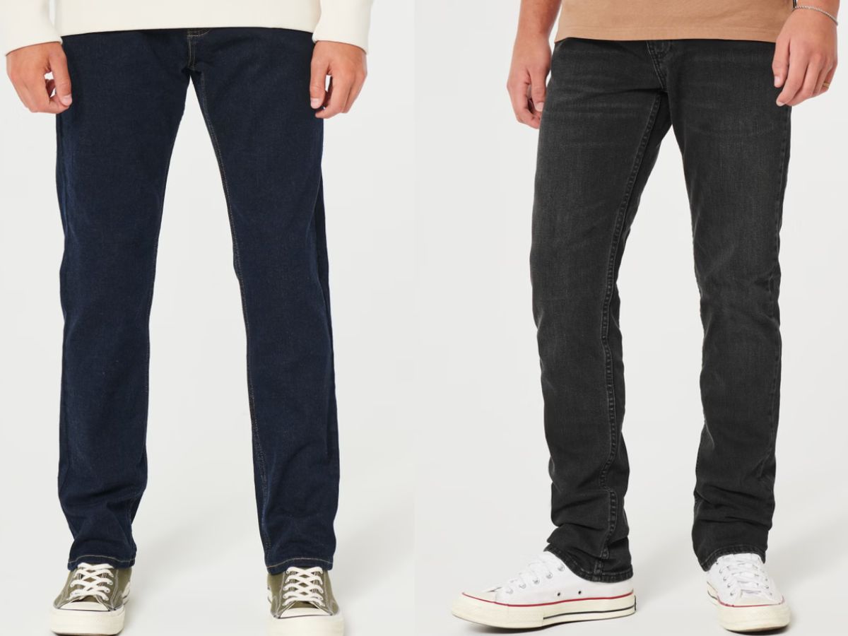 Stock images of 2 men wearing Hollister straight leg jeans