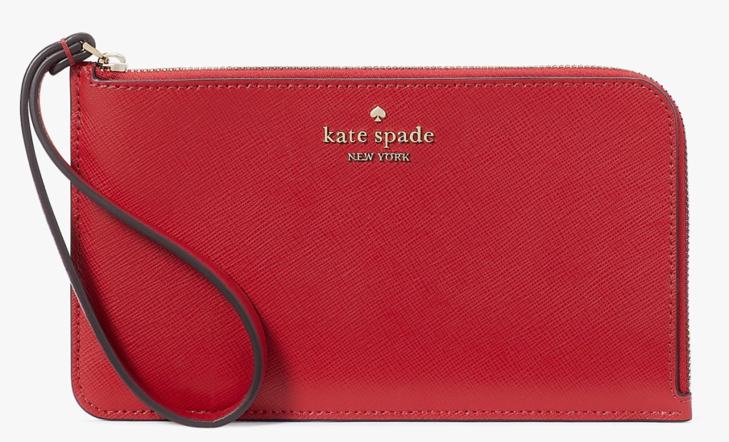 Kate Spade Lucy Medium L-Zip Wristlet in red