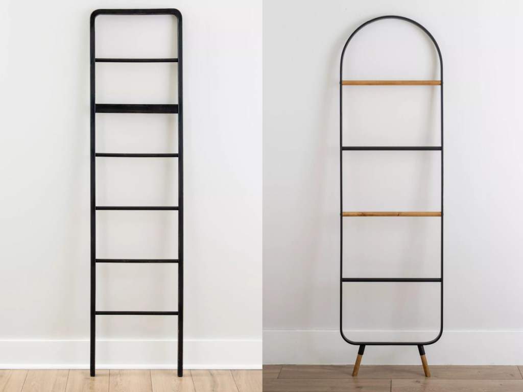 two standing wall ladders