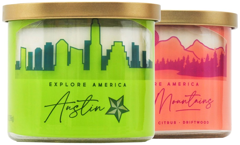 Mainstays Austin and Rocky Mountains 14 Ounce 3 Wick Candles 2 Pack 