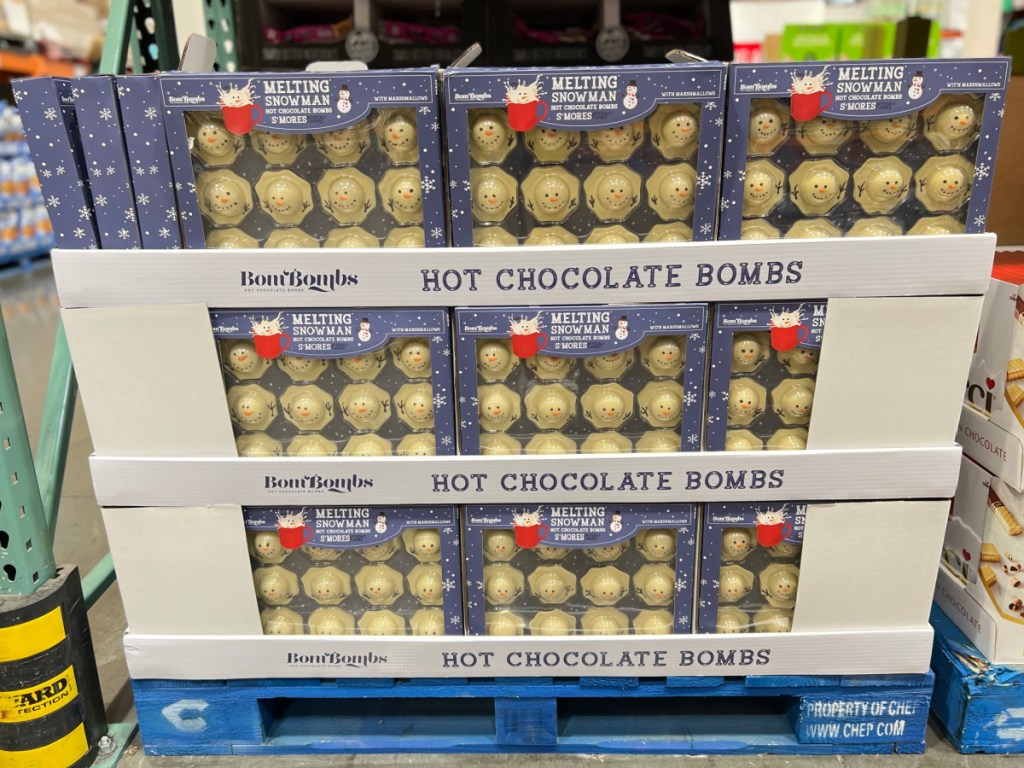 snowman themed hot cocoa bombs
