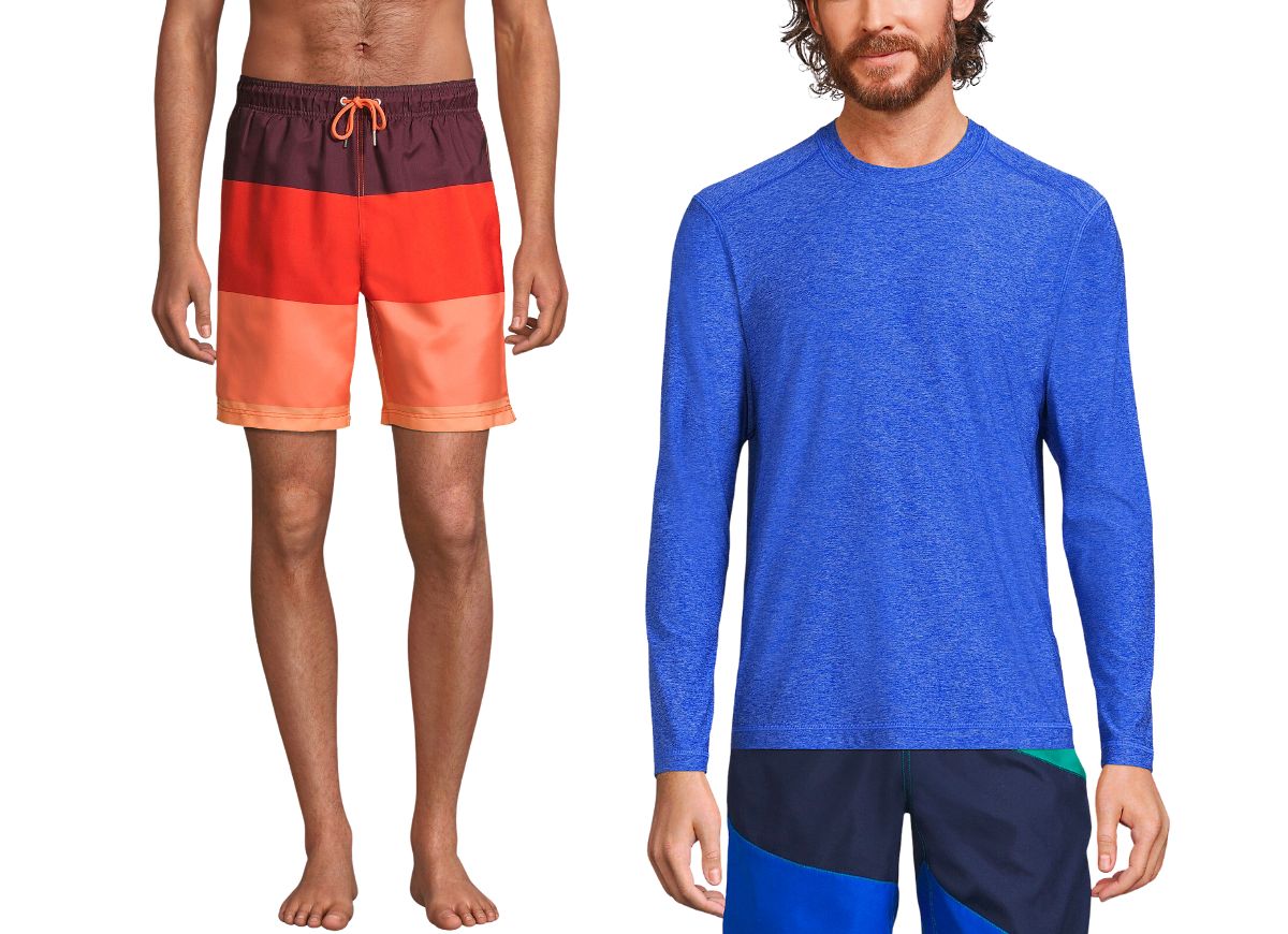 Mens trunks and rash guards