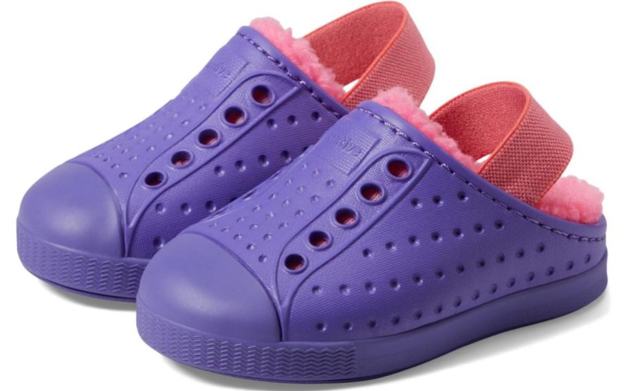 A pair of purple Native kids shoes