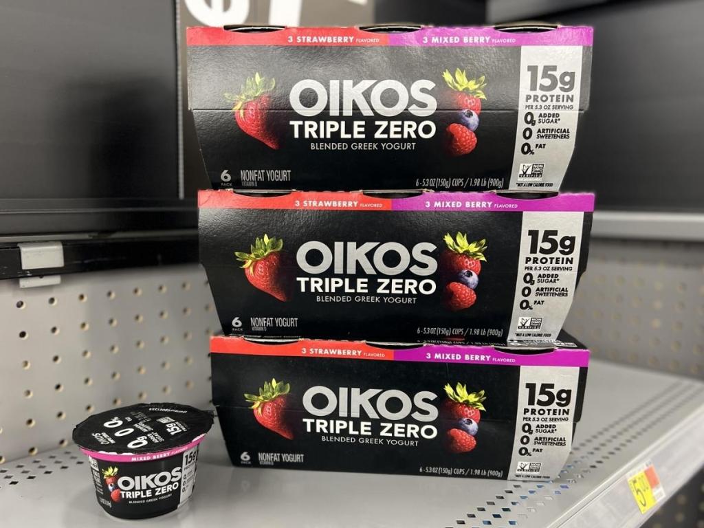 Oikos Triple Zero Variety Pack Greek Yogurt 6-Counts and single cup