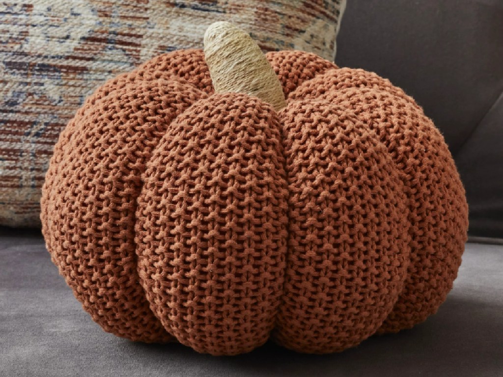 orange colored knit pumpkin