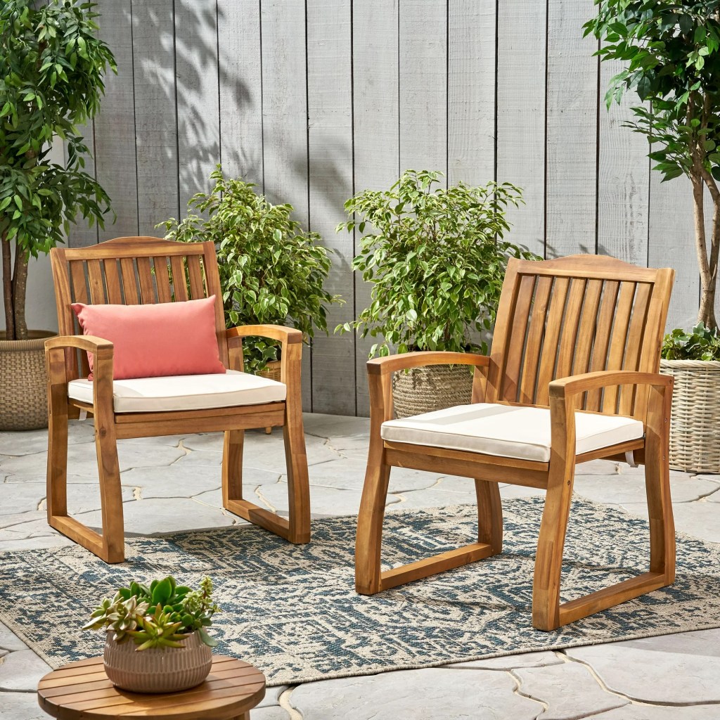 Pearl Outdoor Acacia Wood Dining Chairs