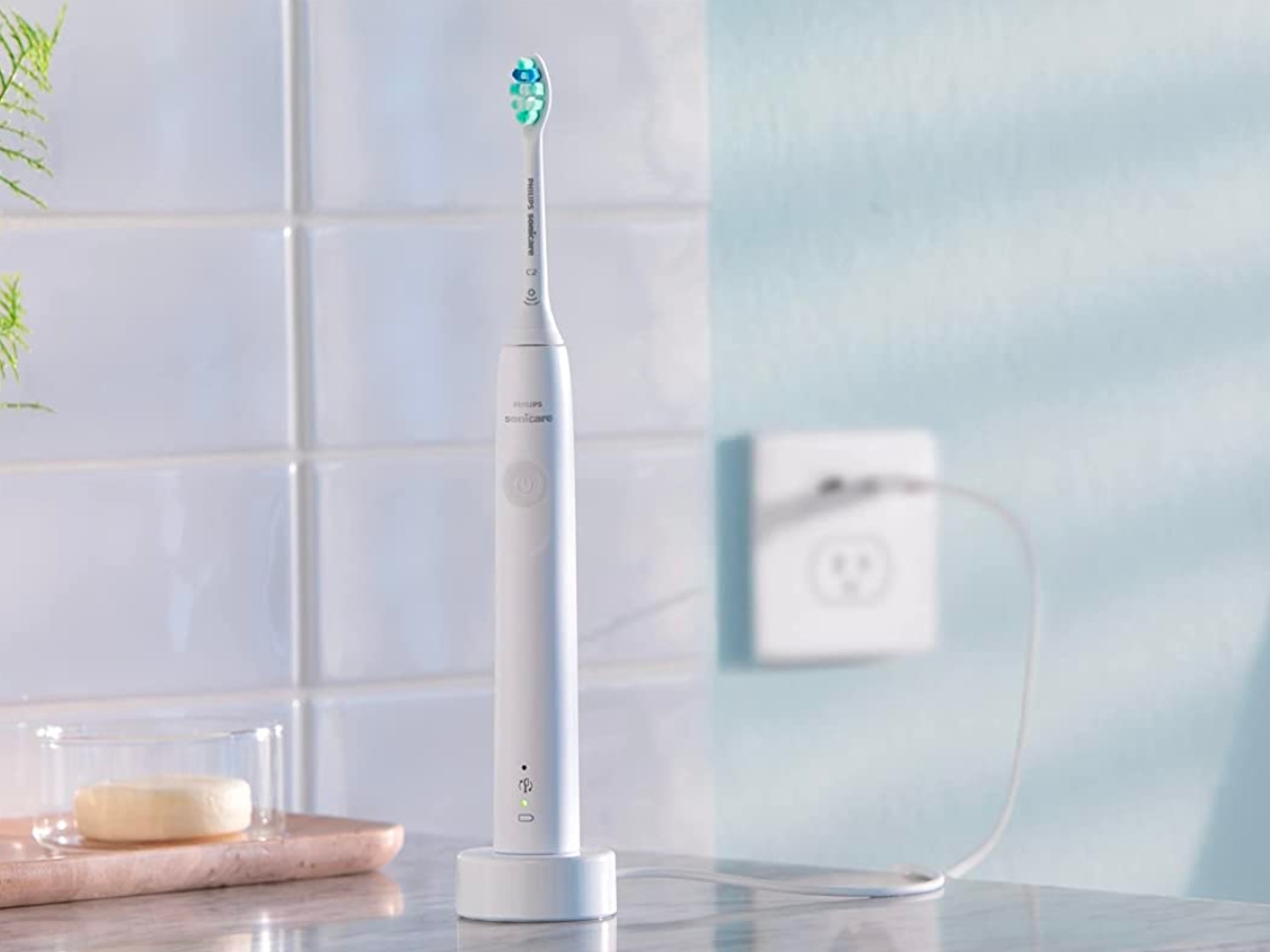 Philips Sonicare ProtectiveClean 4100 Rechargeable Toothbrush standing on counter