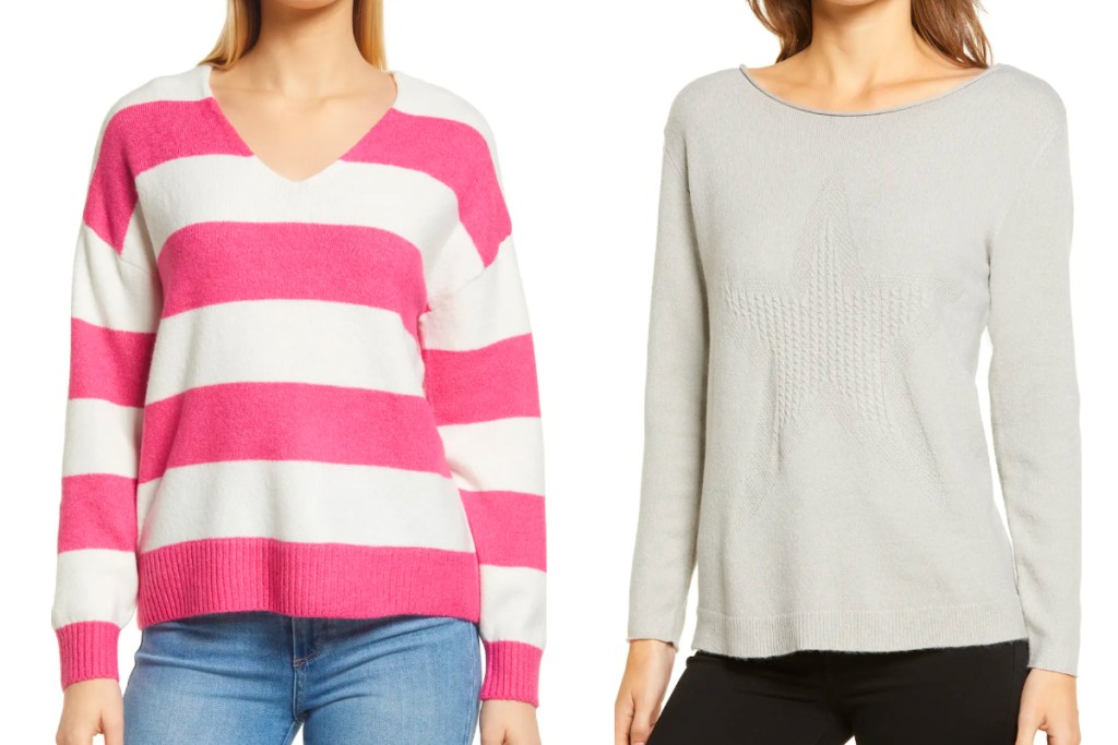 Pink stripe sweater and star sweater