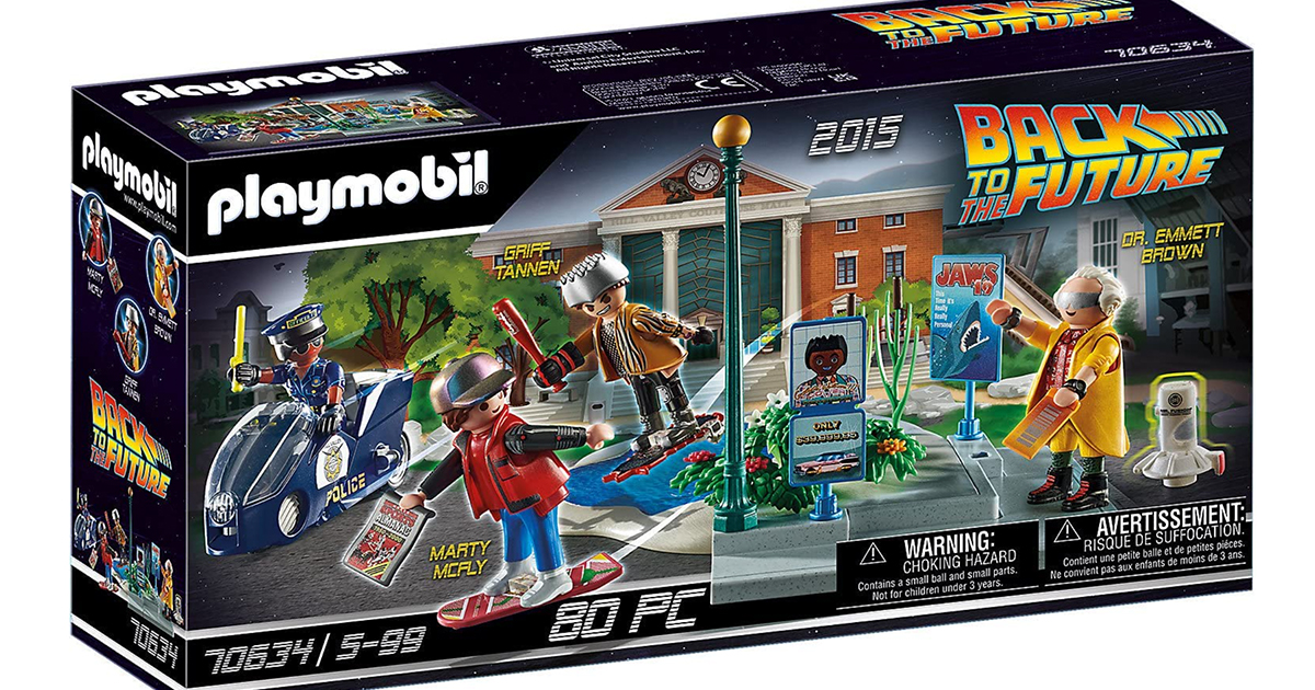 stock image of playmobil back to the future hoverboard playset box