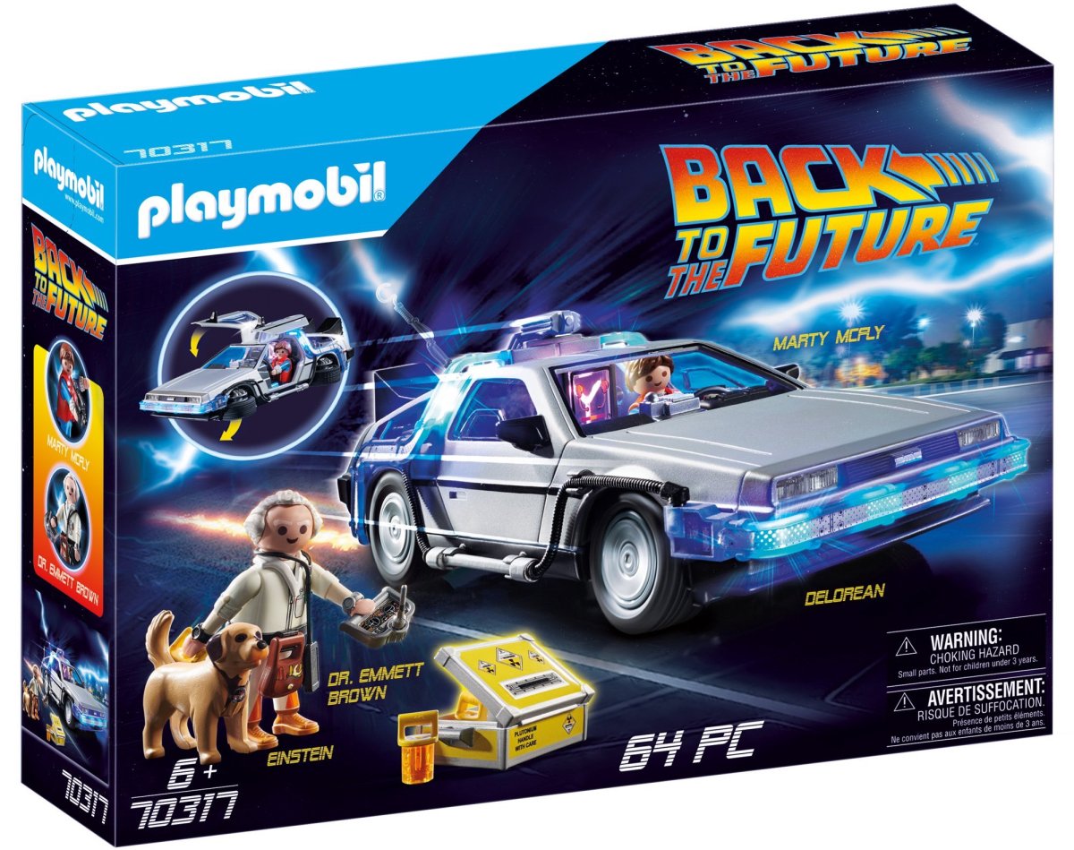 stock image of playmobil back to the future delorean playset box