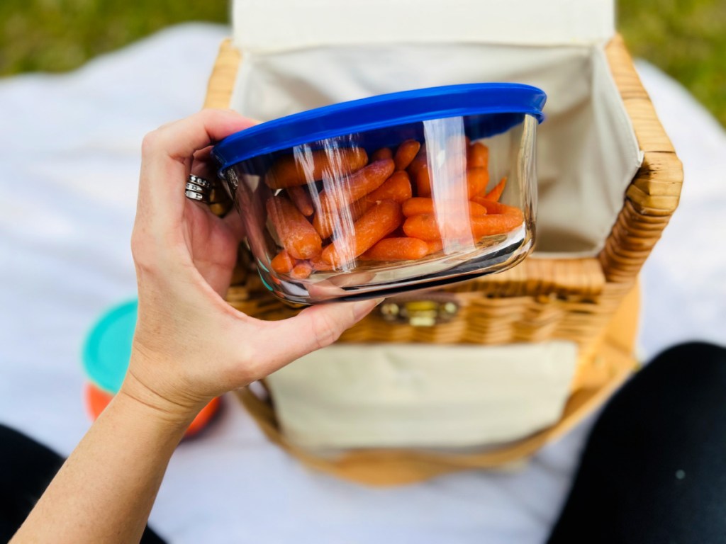 pyrex food storage and picnic basket