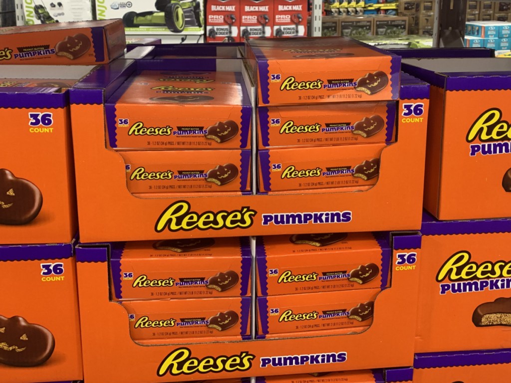 Boxes of Reeses Peanut Butter Cup Pumpkins in Sam's