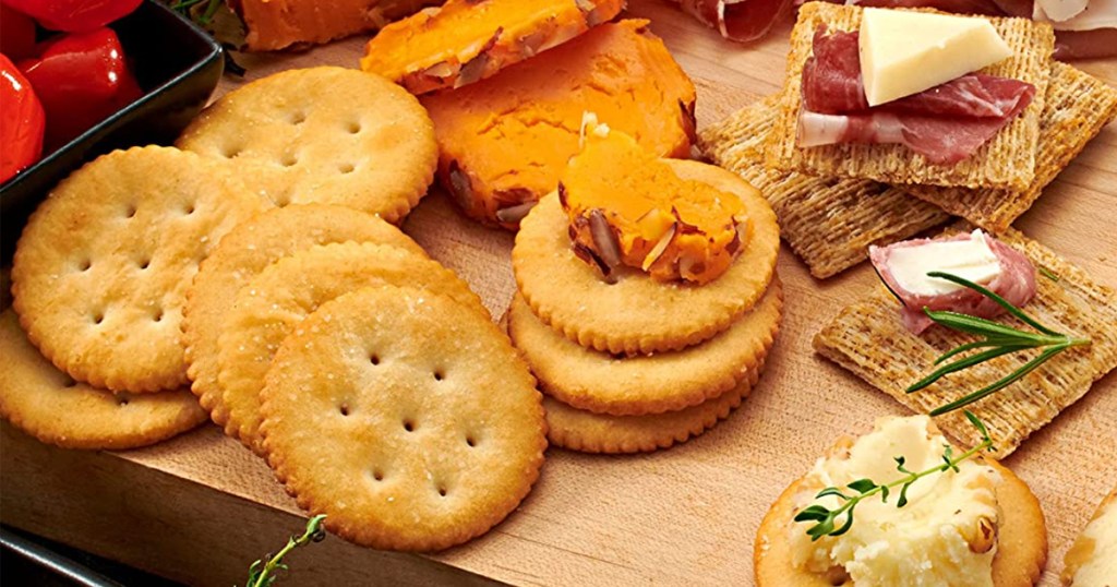 Ritz crackers on cheese board