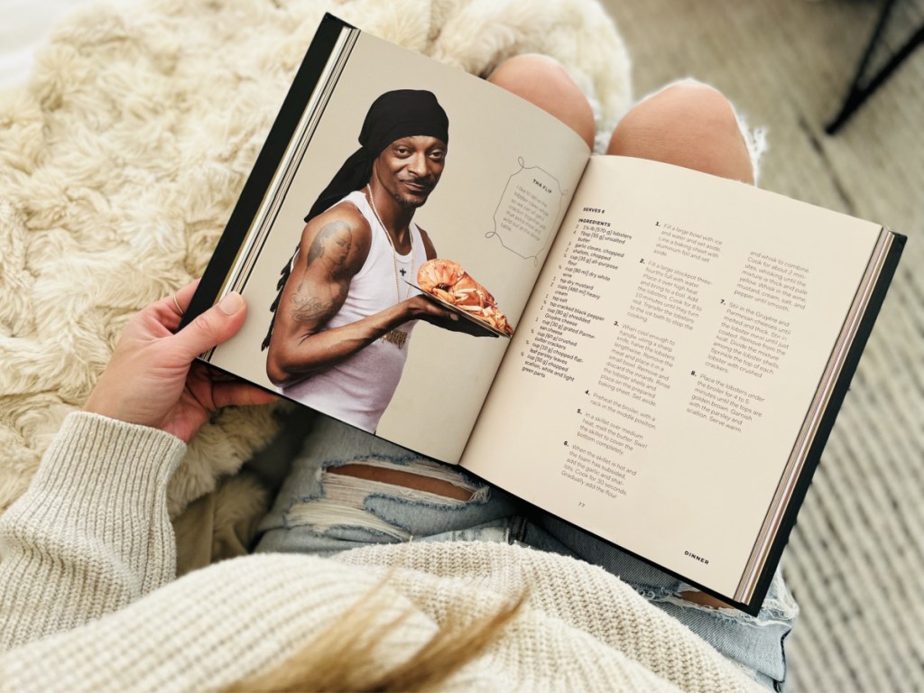 Snoop Dog Cookbook open on lap with recipe