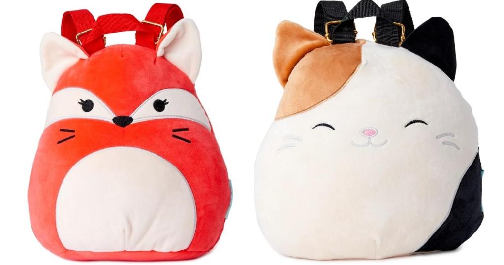 squishmallows fox and cat backpacks