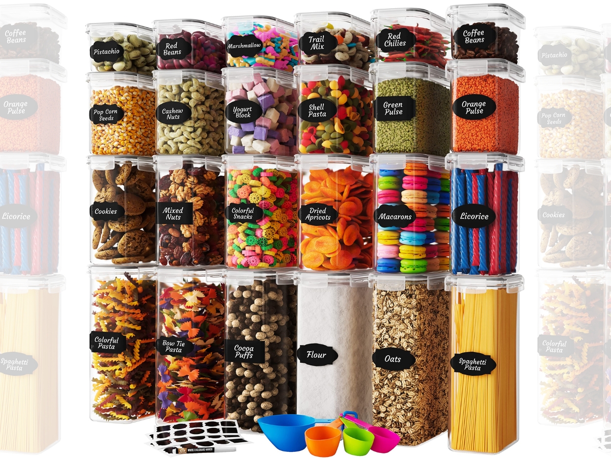 Airtight 24-Piece Food Storage Container Set w/ Reusable Labels ...
