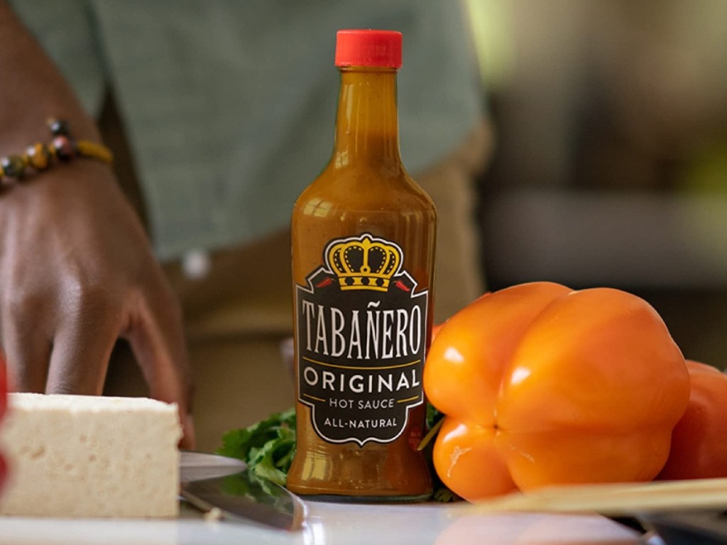 Tabanero Original Hot Sauce 5oz Bottle sitting on table