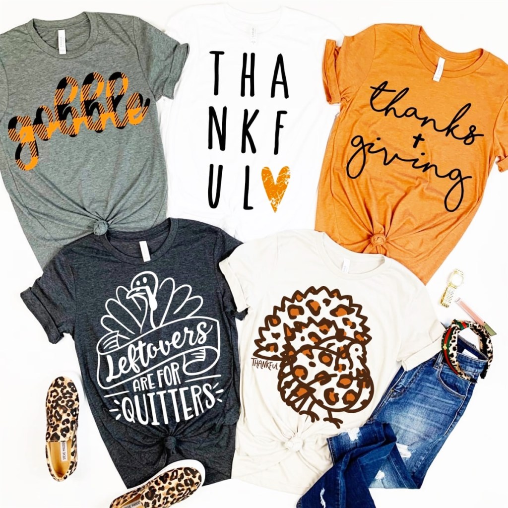 group of women's thanksgiving tees