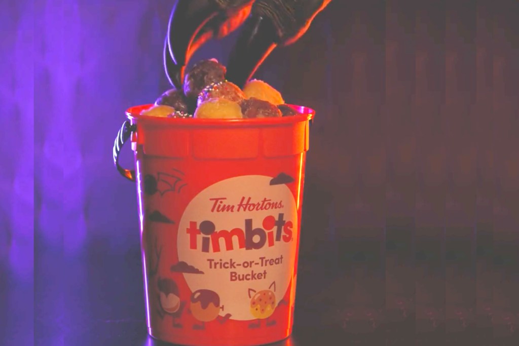 Timbits in Halloween bucket