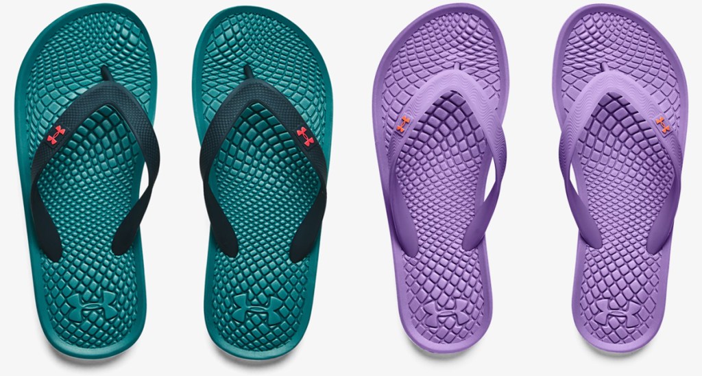 two pairs of under armour sandals