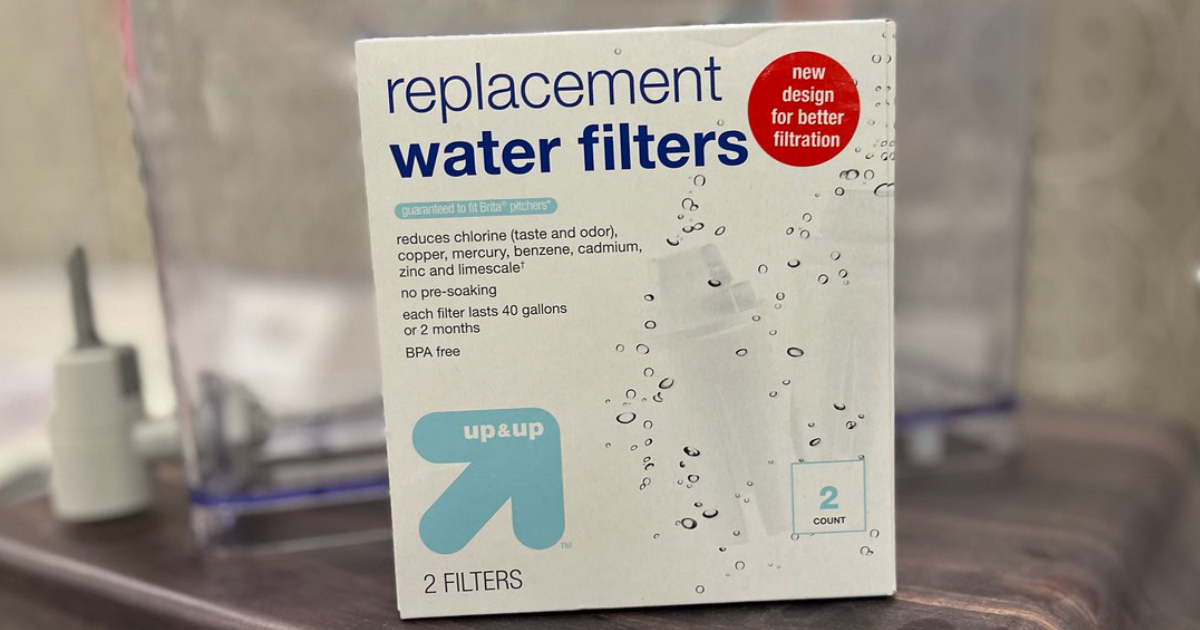 target Up and Up Water Filter package in front of a water filter