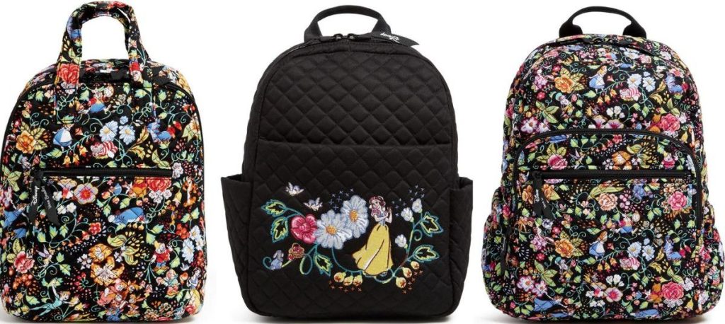 three Vera Bradley backpacks with Disney print