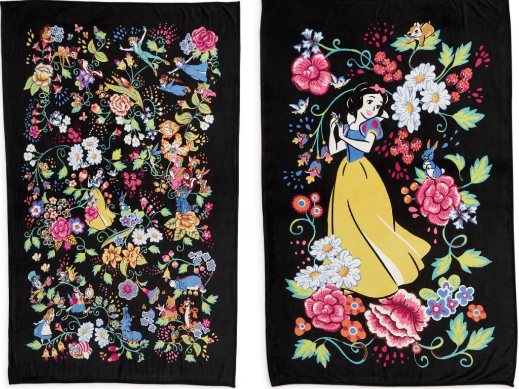 two stock images of Vera Bradley Classic Disney Print throw blankets