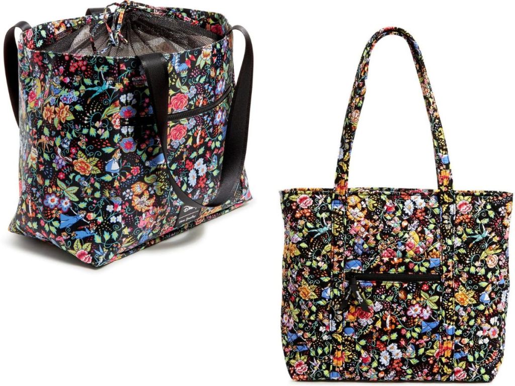 two vera bradley dosney classic print tote bags in different styles