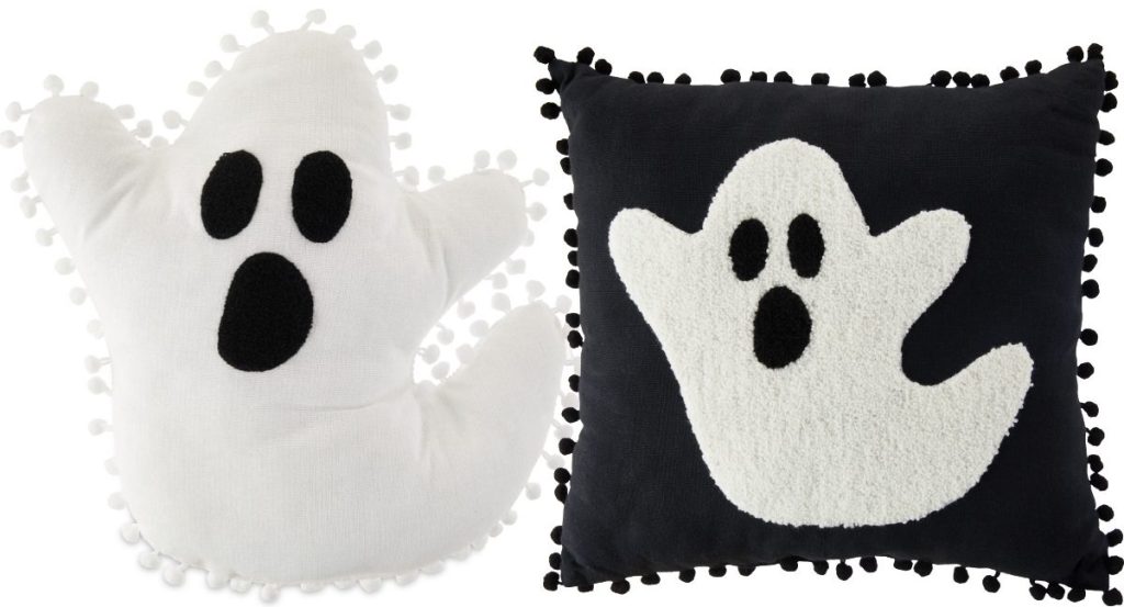 white ghost pillow and black and white ghost pillow
