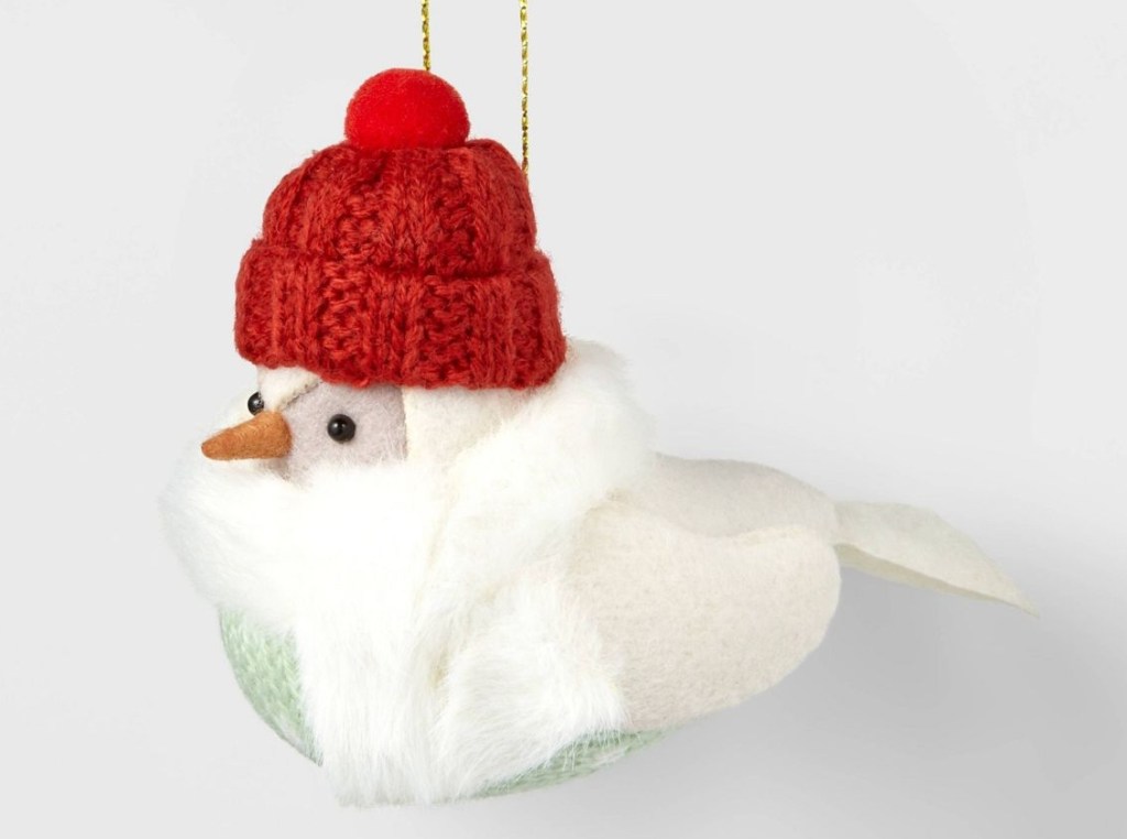 Wondershop Fabric Bird with Red Knit Stocking Cap Christmas Tree Ornament