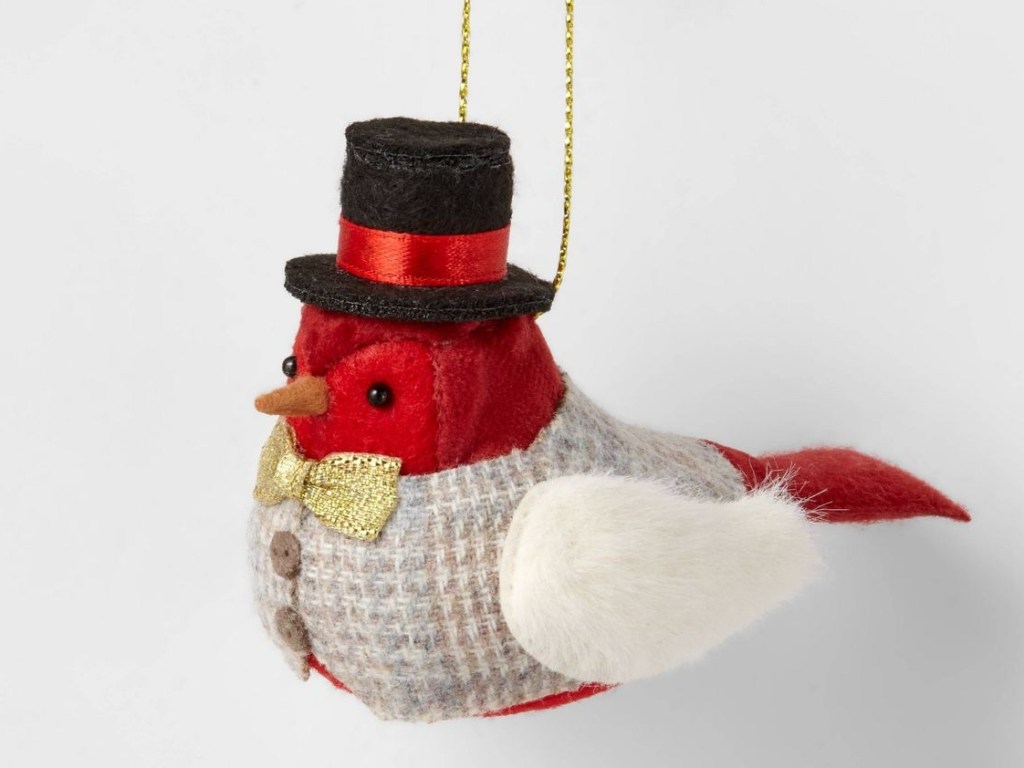 Wondershop Fabric Bird with Top Hat Christmas Tree Ornament