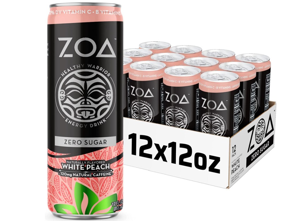 ZOA Energy Drink 12 Pack in White Peach 