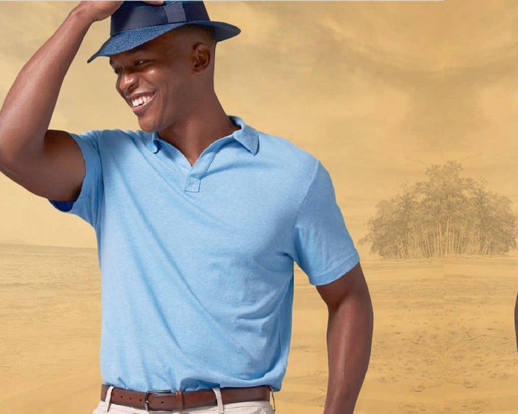 man in blue polo